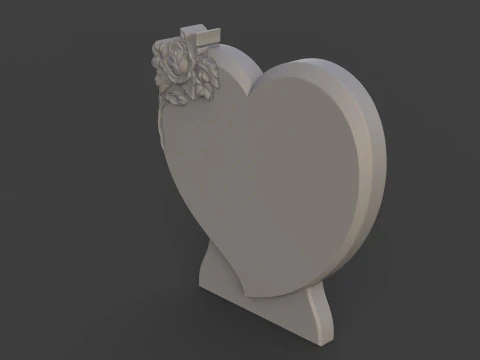 Memorial tombstone with rose 3D Print Model