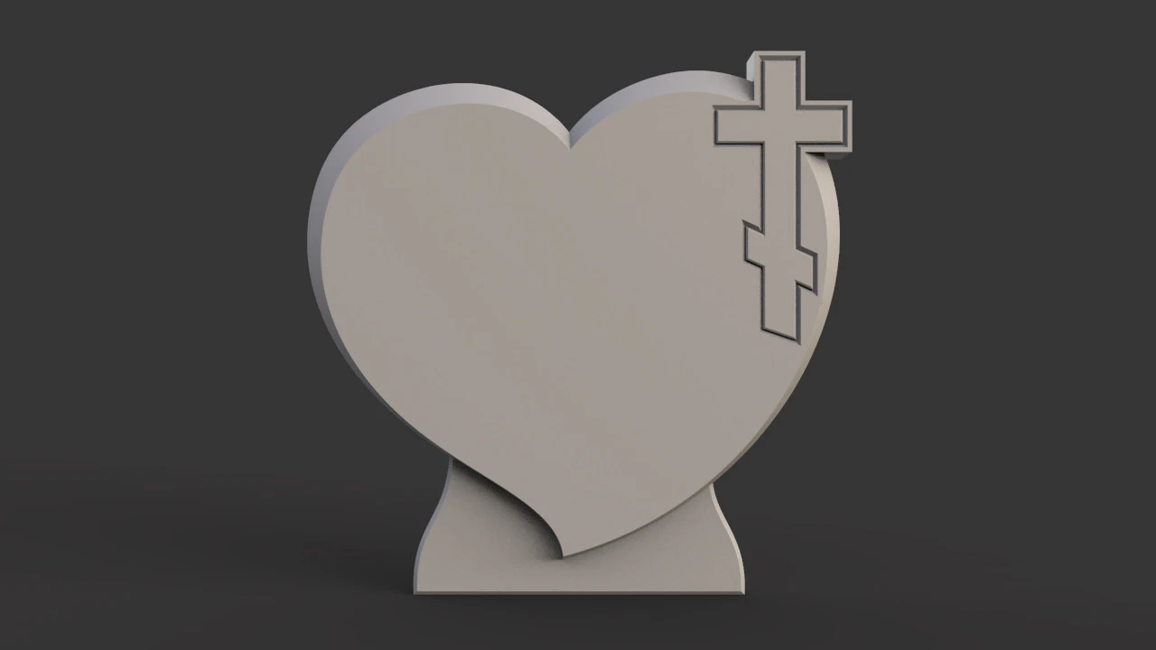 Memorial tombstone with cross 3D Print Model .c4d .max .obj .3ds .fbx .stl .blend
