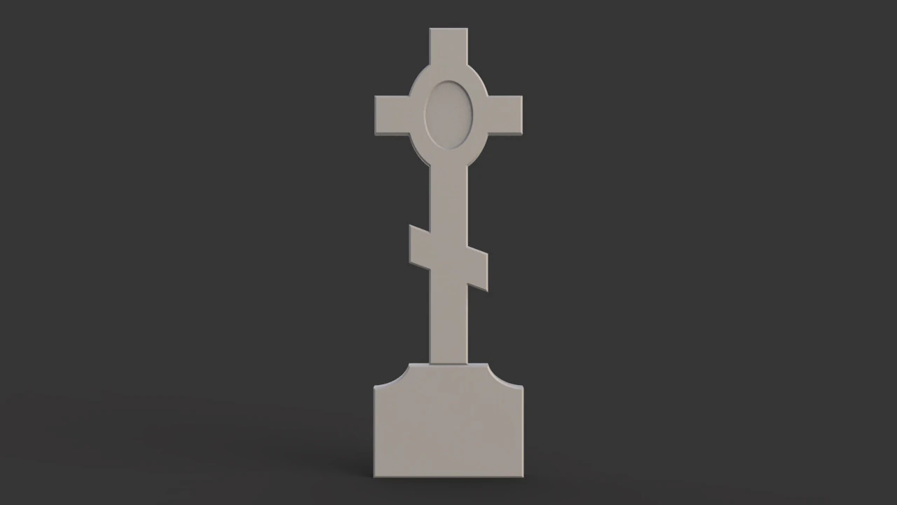 Cross Gravestone 3D Print Model .c4d .max .obj .3ds .fbx .stl .blend 