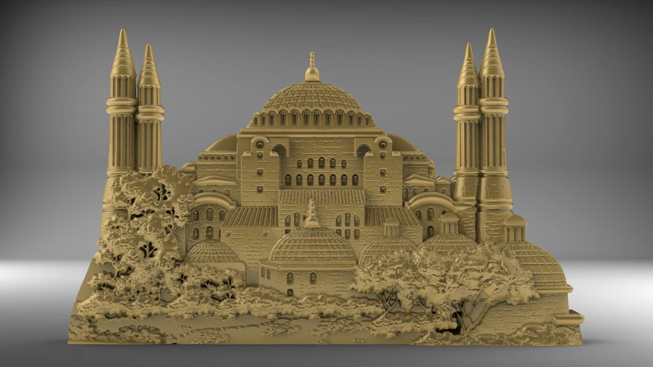 Hagia Sophia Bas Relief 3D Print Model .c4d .max .obj .3ds .fbx .stl .blend 