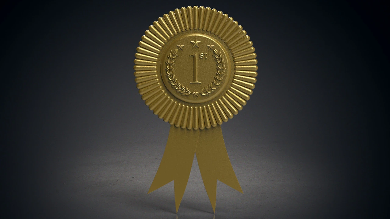 Rounded award badge 3D Print Model .c4d .max .obj .3ds .fbx .stl .blend 