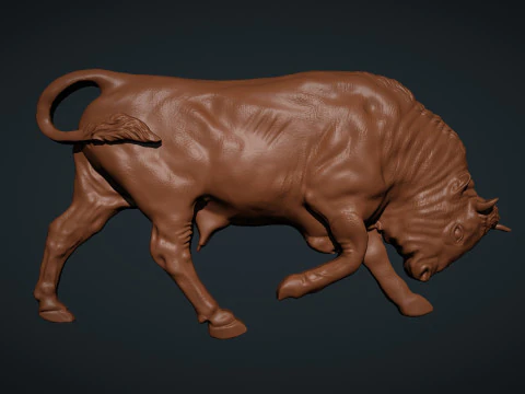 Bull Bas relief 3D Print Model