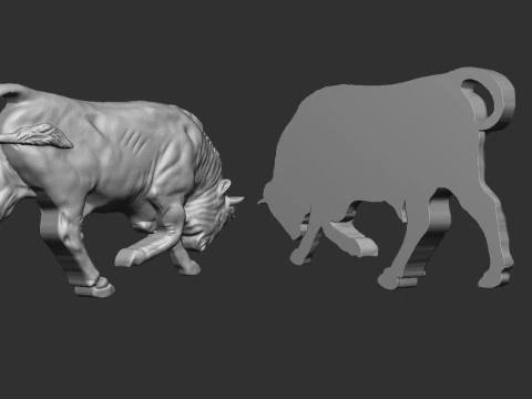Bull Bas relief 3D Print Model