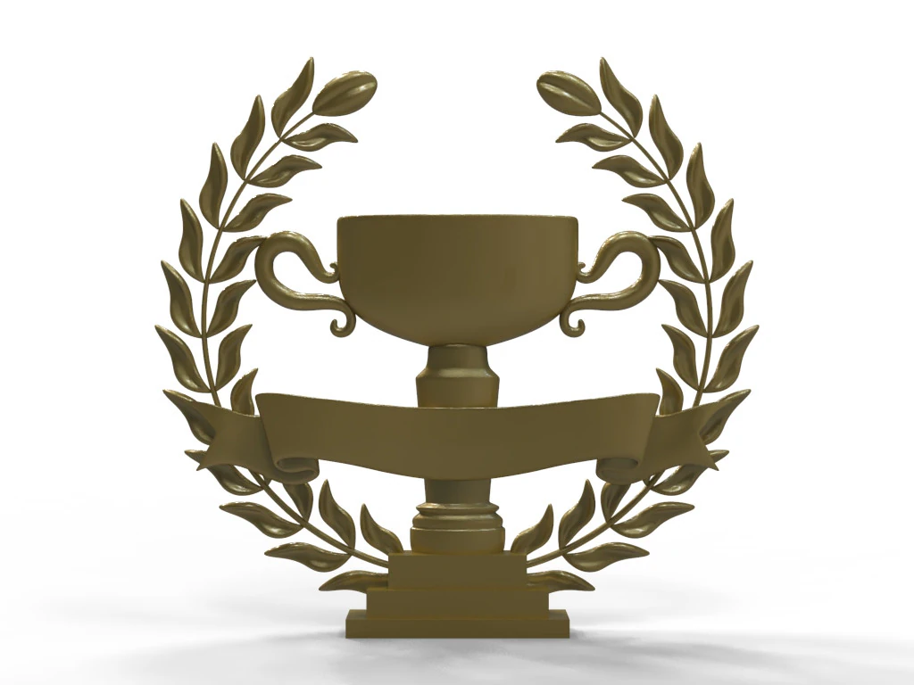 Wreath and trophy cup 3D Print Model .c4d .max .obj .3ds .fbx .stl .blend