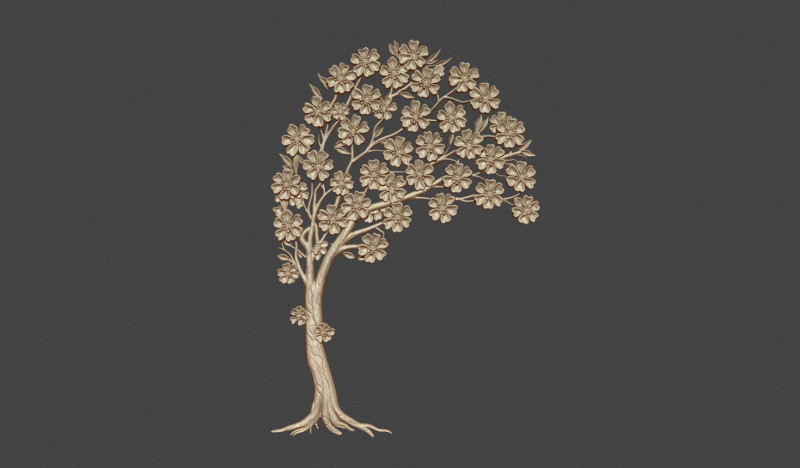 Sakura tree bas relief 3D Принт Модель .c4d .max .obj .3ds .fbx .stl .blend