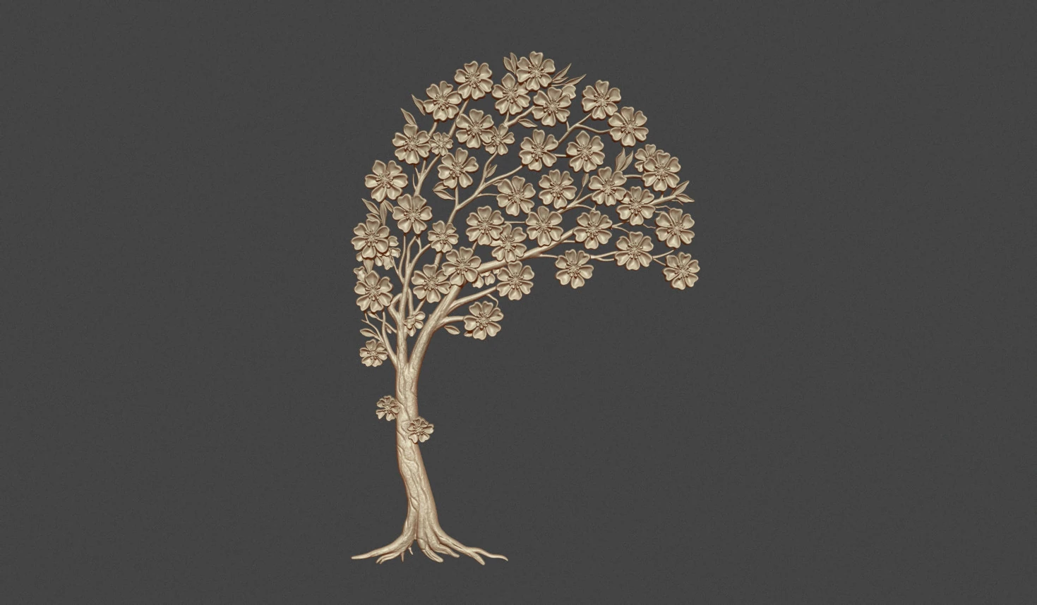 Sakura tree bas relief 3D Print Model .c4d .max .obj .3ds .fbx .stl .blend 