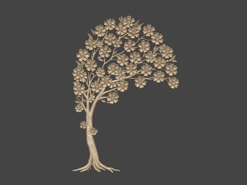 Bas-reliëf van de Sakura-boom 3D printmodel