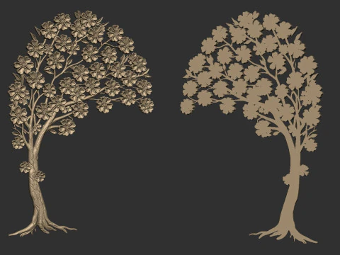 Sakura tree bas relief 3D Print Model