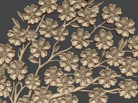 Sakura tree bas relief 3D Print Model