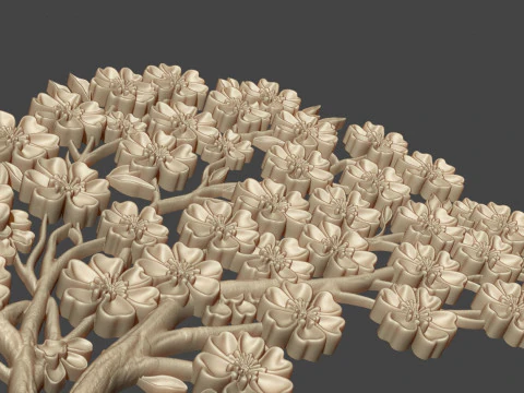 Sakura tree bas relief 3D Print Model