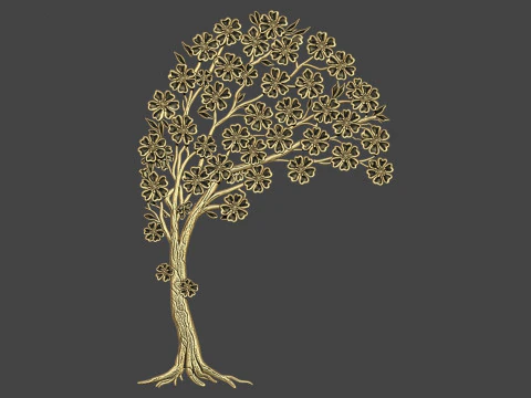 Sakura tree bas relief 3D Print Model