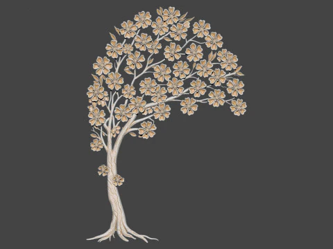 Sakura tree bas relief 3D Print Model