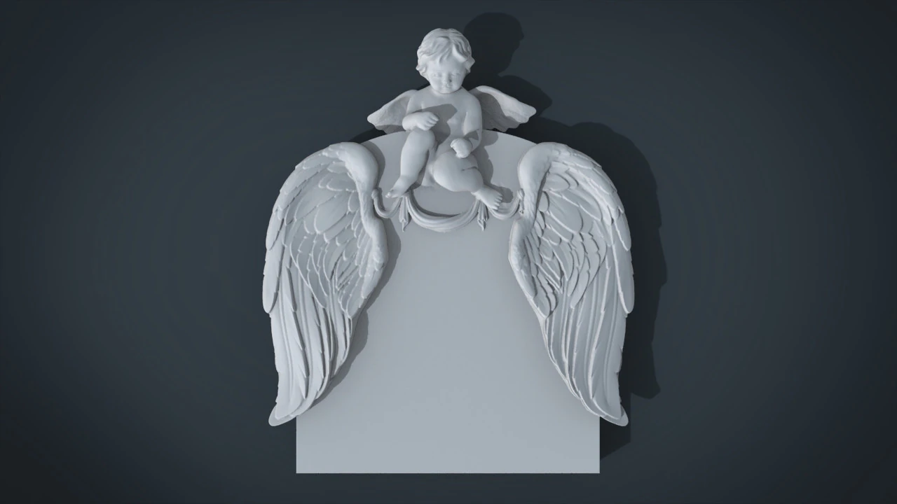 Memorial tombstone with baby angel statue 3D Print Model .c4d .max .obj .3ds .fbx .stl .blend 
