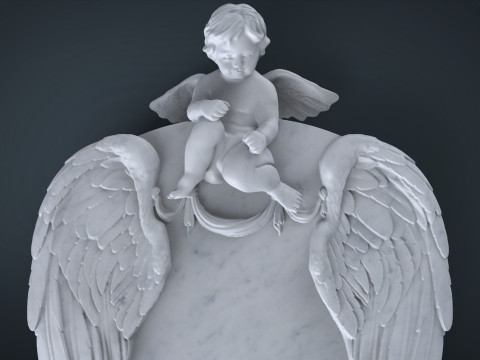 Memorial tombstone with baby angel statue 3D 打印模型