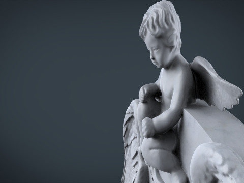 Memorial tombstone with baby angel statue 3D 打印模型