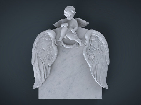Memorial tombstone with baby angel statue 3D 打印模型