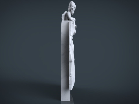 Memorial tombstone with baby angel statue 3D 打印模型