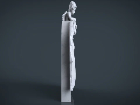 Memorial tombstone with baby angel statue 3D Print Model