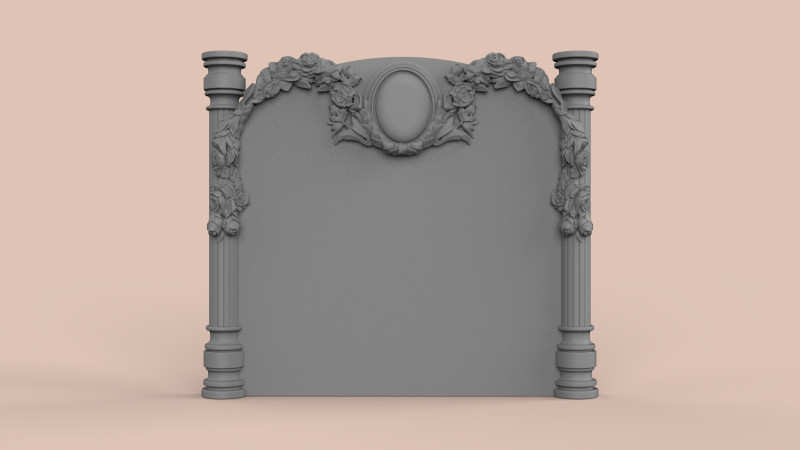 Memorial tombstone with roses 3D 打印模型 .c4d .max .obj .3ds .fbx .stl .blend