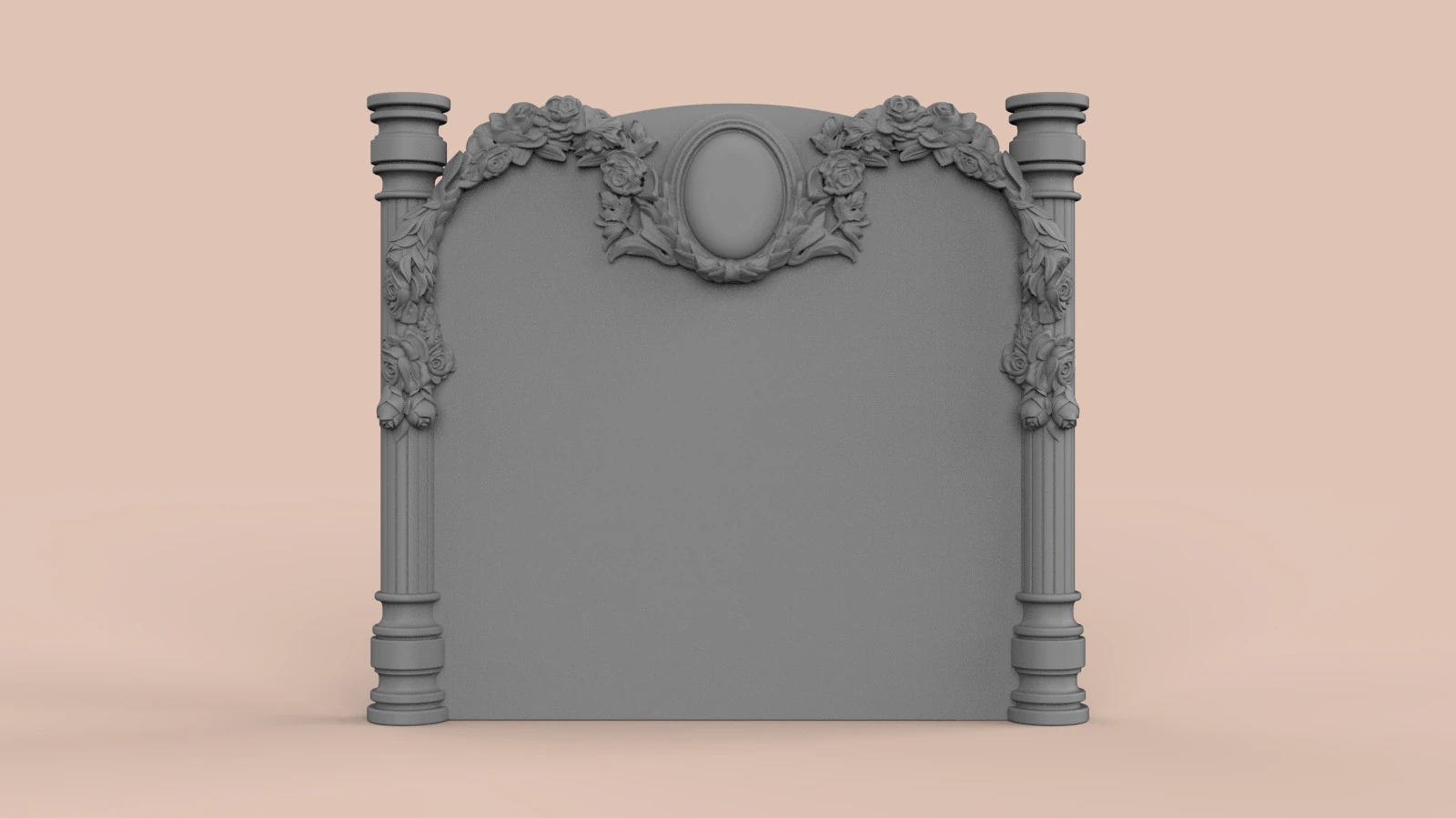 Memorial tombstone with roses 3D Print Model .c4d .max .obj .3ds .fbx .stl .blend 