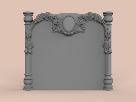 Memorial tombstone with roses Modèles 3D en vedette