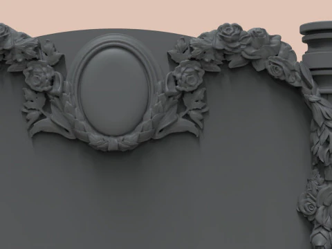 Memorial tombstone with roses 3D Print Model