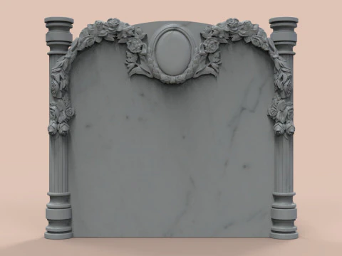 Memorial tombstone with roses 3D Print Model