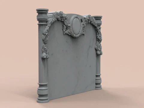 Memorial tombstone with roses 3D Print Model