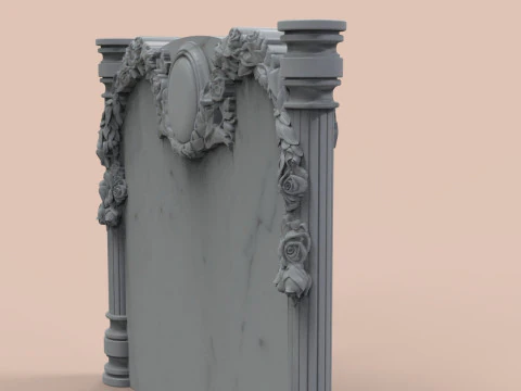 Memorial tombstone with roses 3D Print Model
