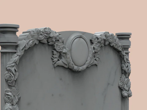 Memorial tombstone with roses 3D Print Model