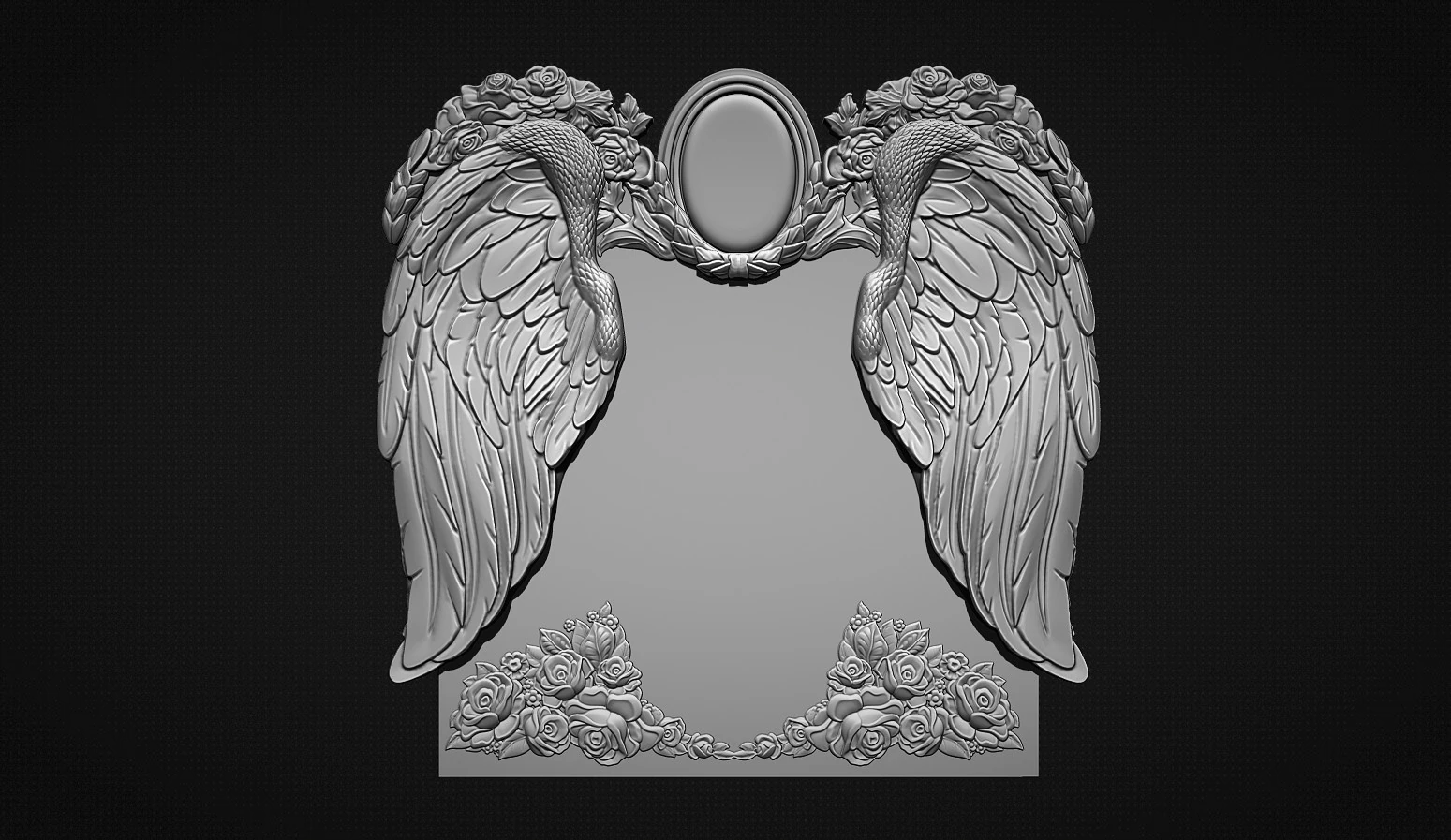 Memorial tombstone with wings 3D Print Model .c4d .max .obj .3ds .fbx .stl .blend 
