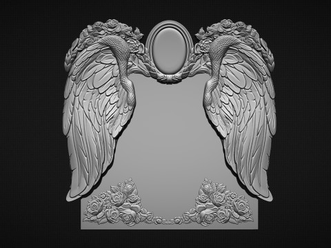 Memorial tombstone with wings Modèles 3D en vedette