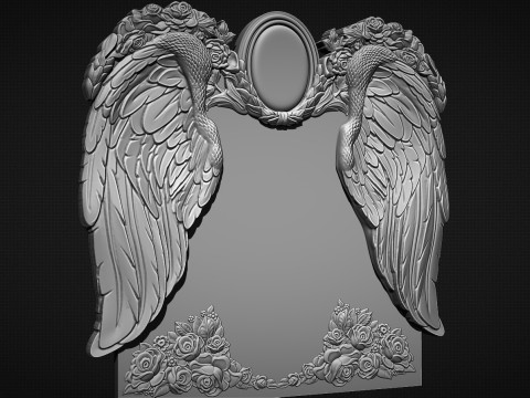 Memorial tombstone with wings 3D Принт Модель