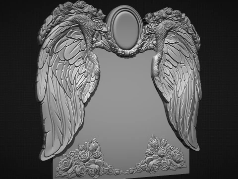 Memorial tombstone with wings 3D Print Model
