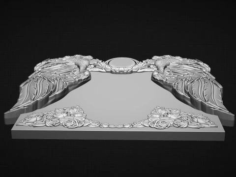 Memorial tombstone with wings 3D Print Model