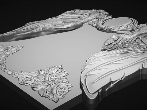 Memorial tombstone with wings 3D Print Model