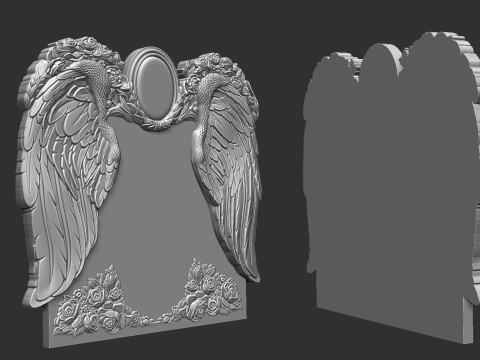 Memorial tombstone with wings 3D Принт Модель