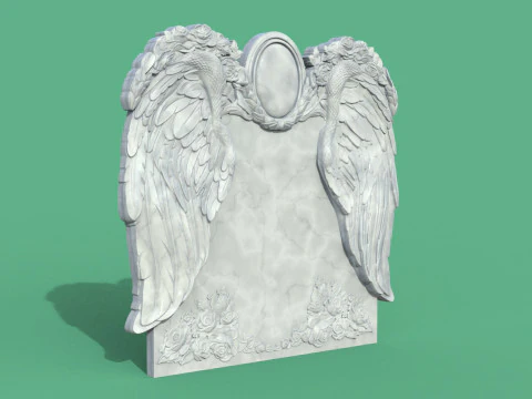 Memorial tombstone with wings 3D Print Model
