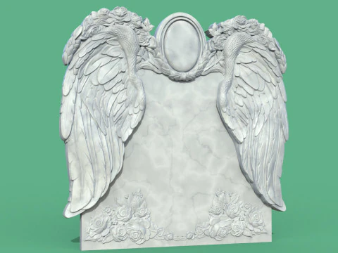 Memorial tombstone with wings 3D Print Model