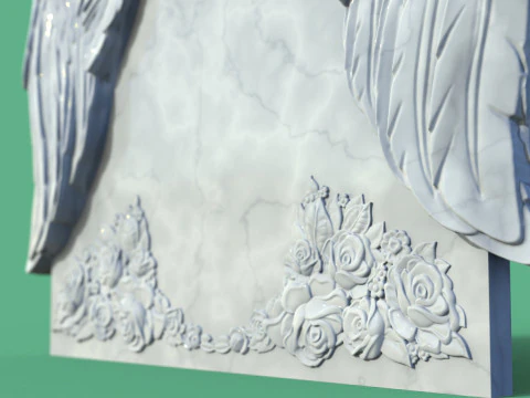 Memorial tombstone with wings 3D Print Model