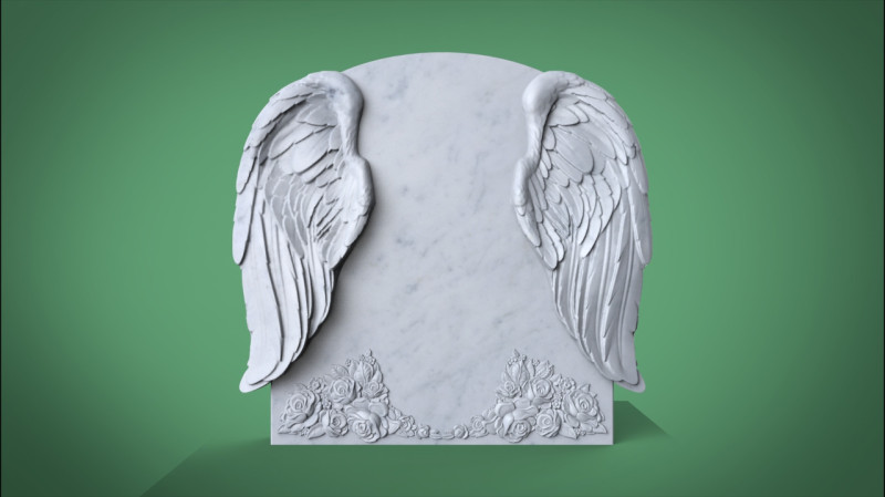 Memorial tombstone with wings 3D 打印模型 .c4d .max .obj .3ds .fbx .stl .blend 
