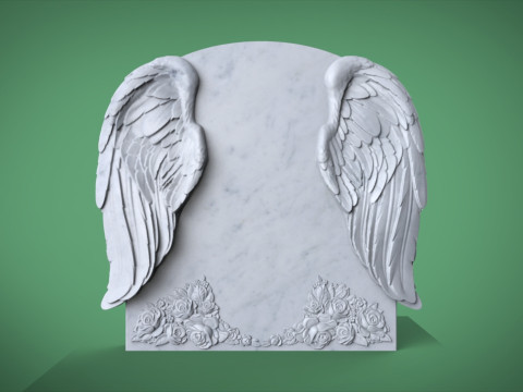 Memorial tombstone with wings 3D 打印模型
