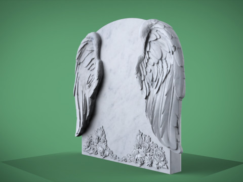 Memorial tombstone with wings 3D 打印模型