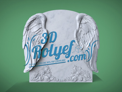 Memorial tombstone with wings 3D 打印模型