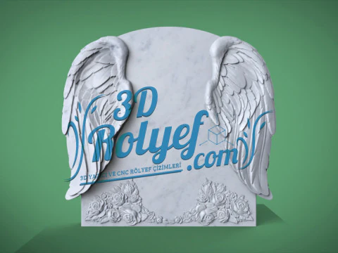 Memorial tombstone with wings 3D Print Model