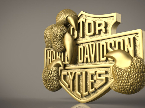 Harley Davidson Logo Relief for CNC-3D Print STL Ready 3D print model 3D 프린트 모델