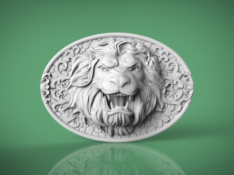 Lion Head Bas Relief 3D Принт Модель