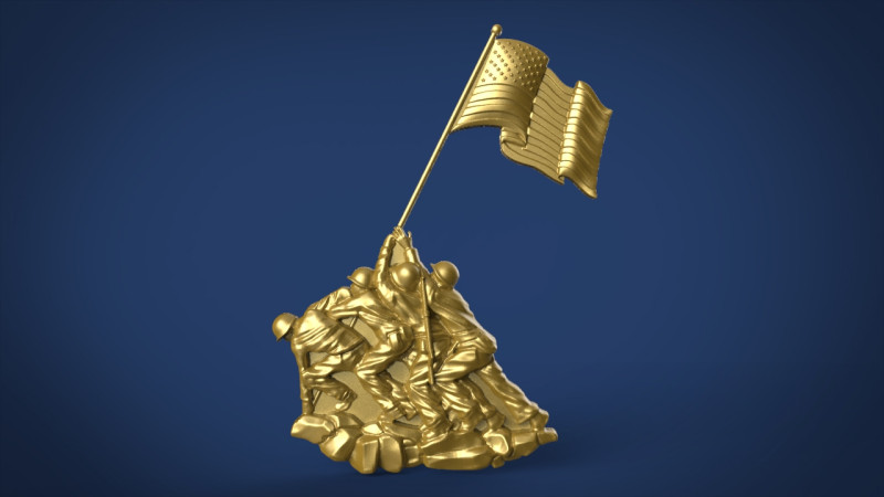 Iwo Jima Tribute American Marine Hero Bas Relief 3D Druckmodell .c4d .max .obj .3ds .fbx .stl .blend