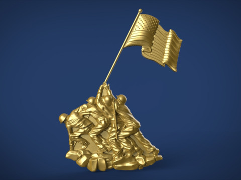 Iwo Jima Tribute American Marine Hero Bas Relief 3D Baskı Modeli