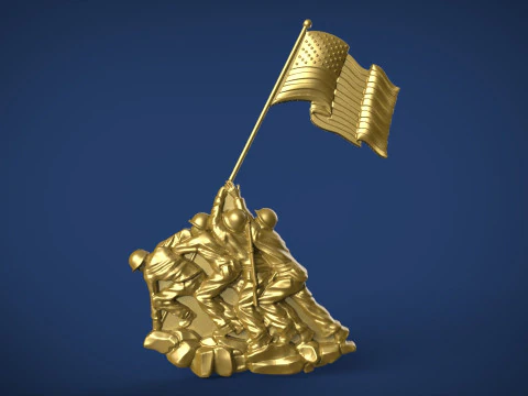 Iwo Jima Tribute American Marine Hero Bas Relief 3D Print Model